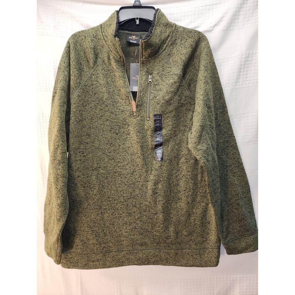 Old River Sweater 1/4 zip Pullover Mens Size Large new with tags Green Blk 1205